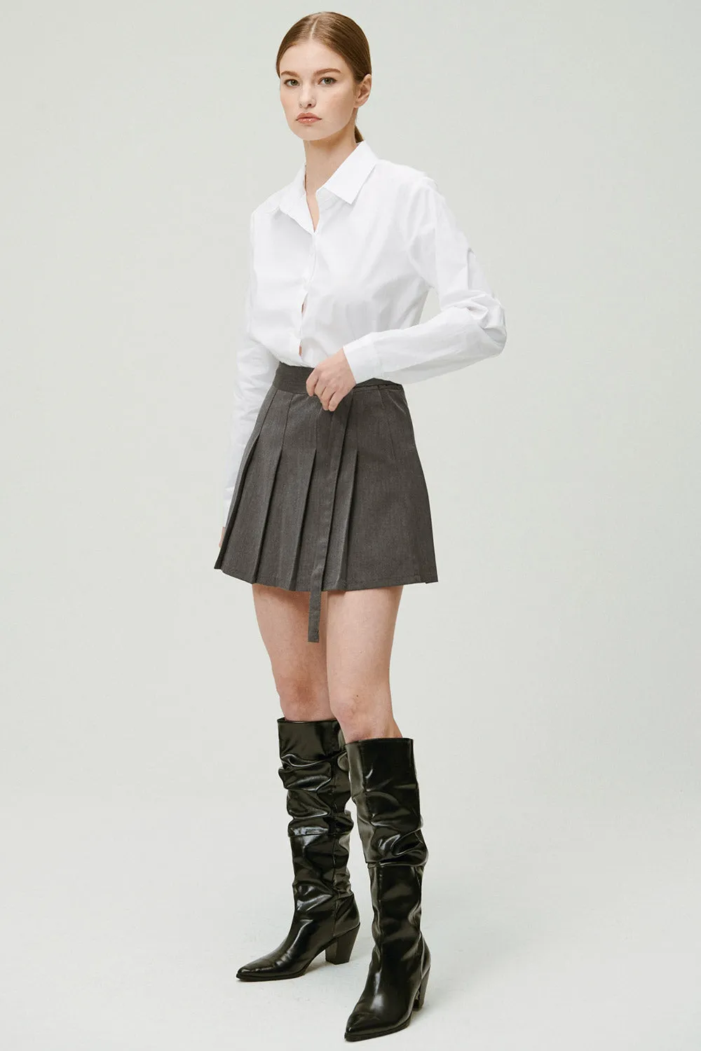 Allie Belted Pleated Skirt