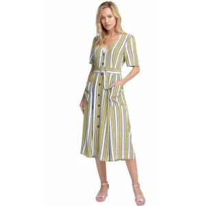 ASTR Scout Striped Viscose Midi Dress Miss Small