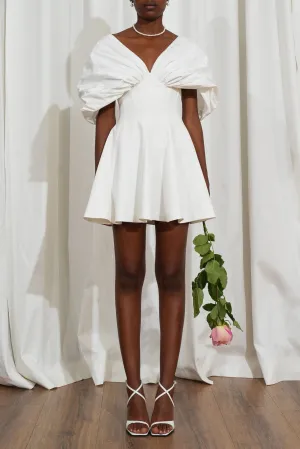 Ava Taffeta Crepe Mini Dress In Off-White