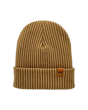 CTD505 HAAKWEAR Cuffed Wide Ribbed Striped Beanie / Hat, Limited Edition, Beige/Brown, Made in USA