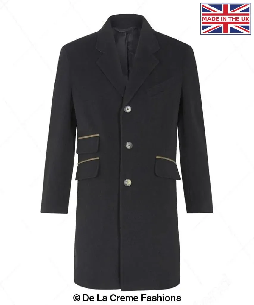 De La Creme MAN - Wool Blend Single Breasted Retro Mod Coat