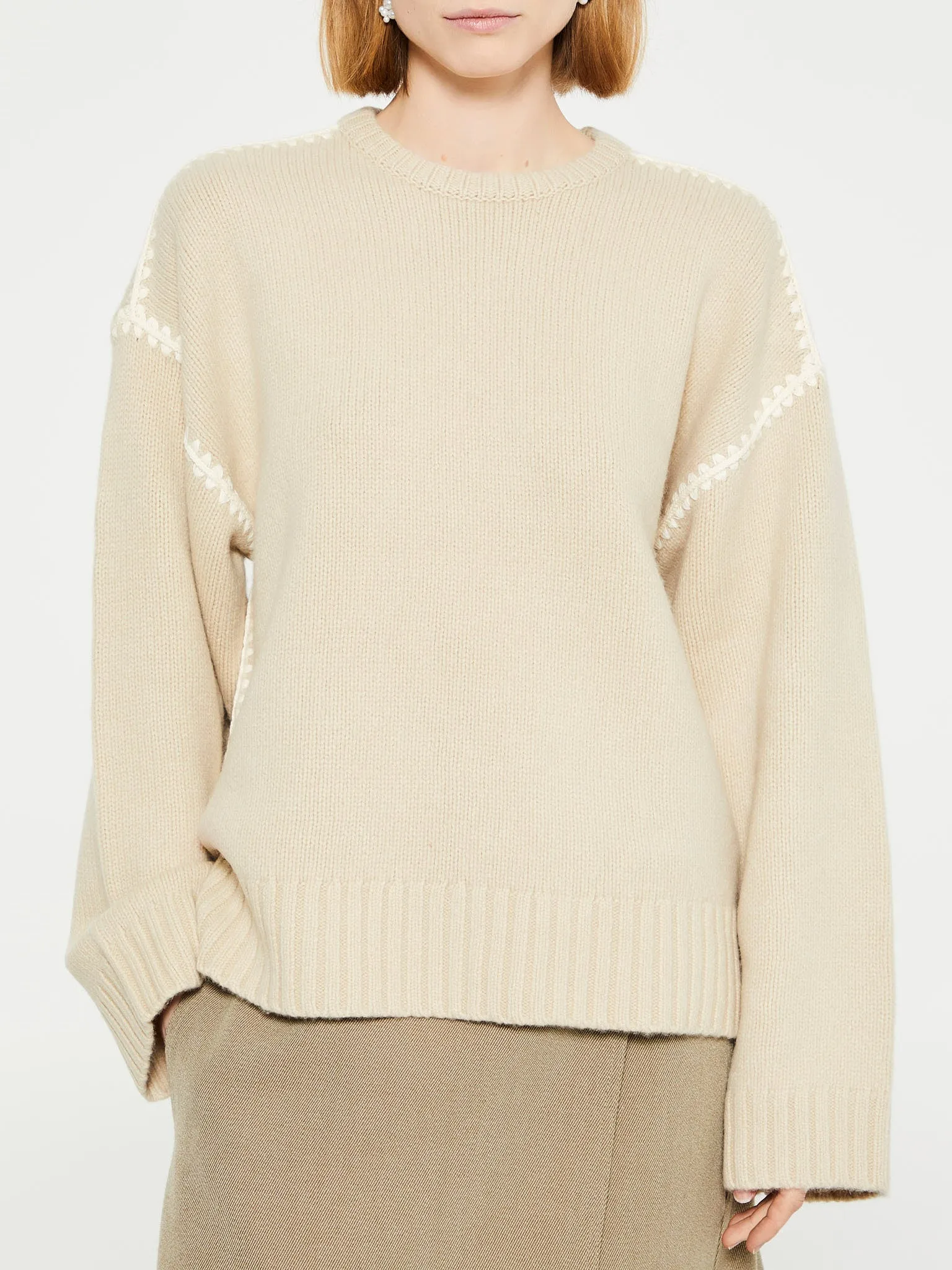 Embroidered Wool Cashmere Knit in Harvest