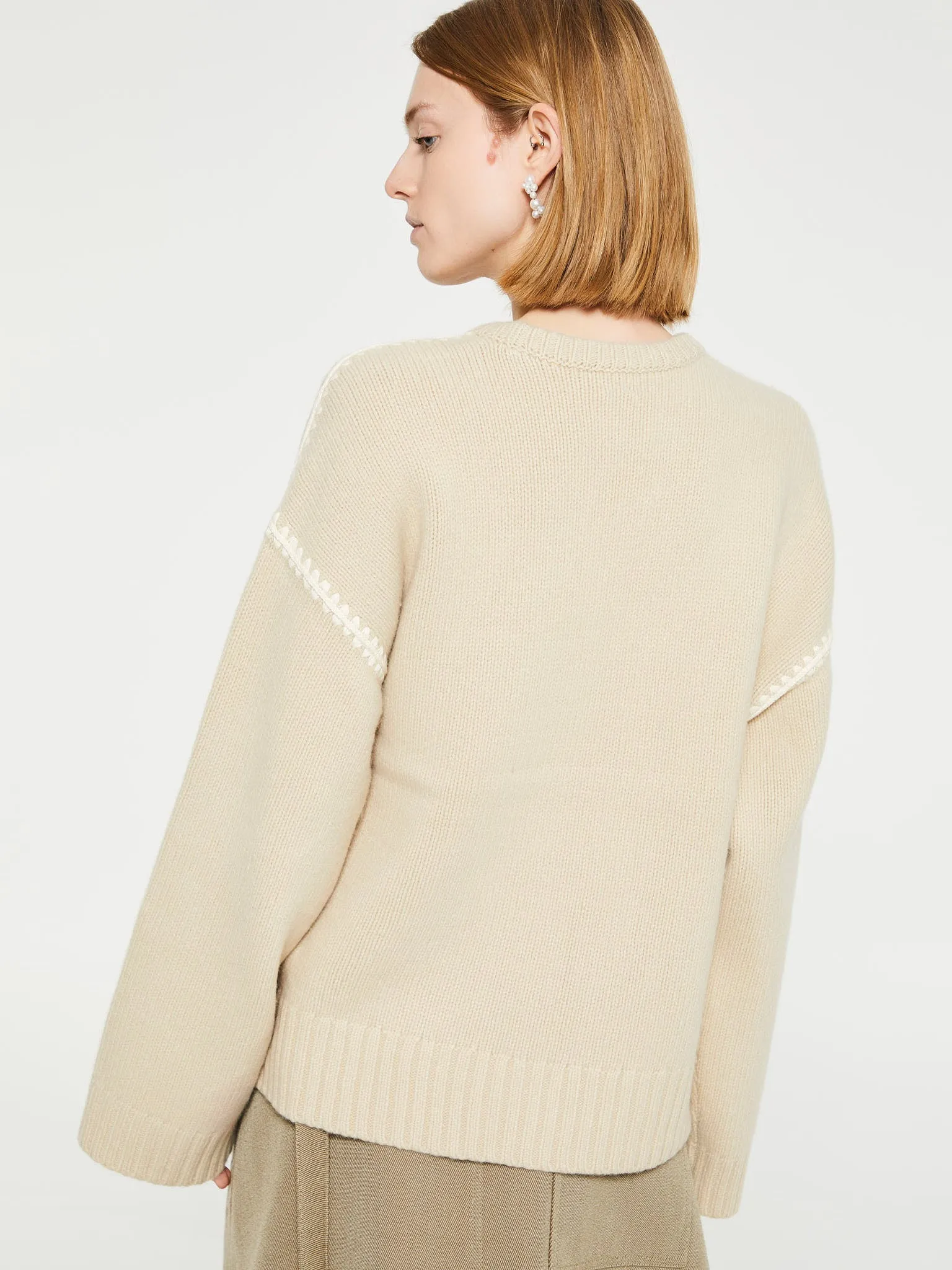 Embroidered Wool Cashmere Knit in Harvest