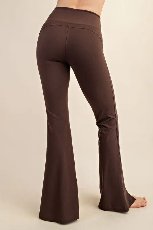 Espresso Recycled Butter High Waist Full Length Flared Legg