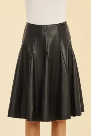 Faux Leather Paneled Skate Skirt