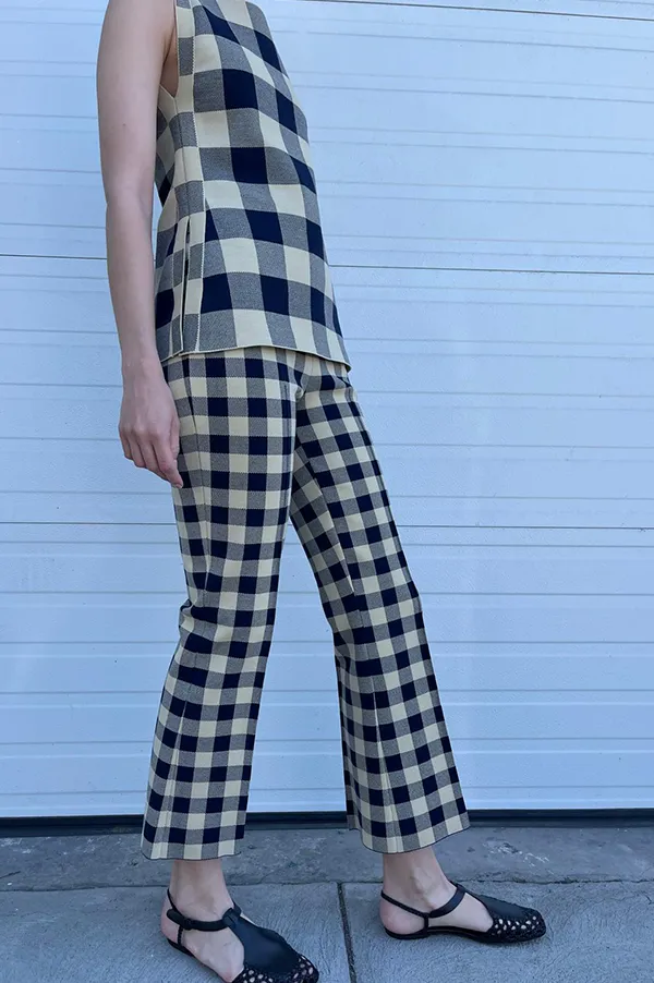 Kick Gingham Pant In Navy Light Khaki