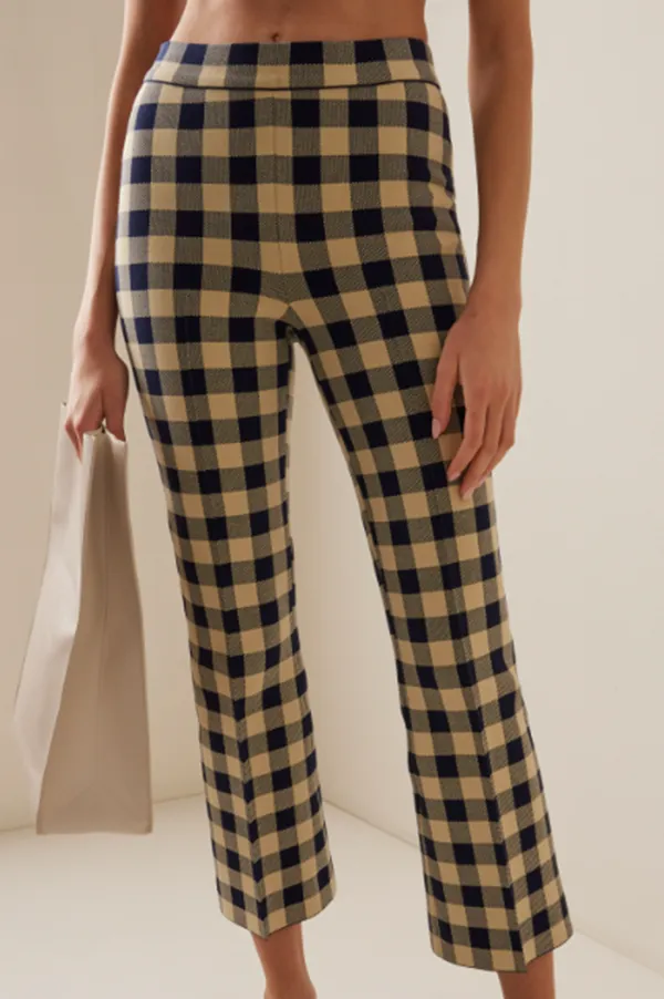 Kick Gingham Pant In Navy Light Khaki