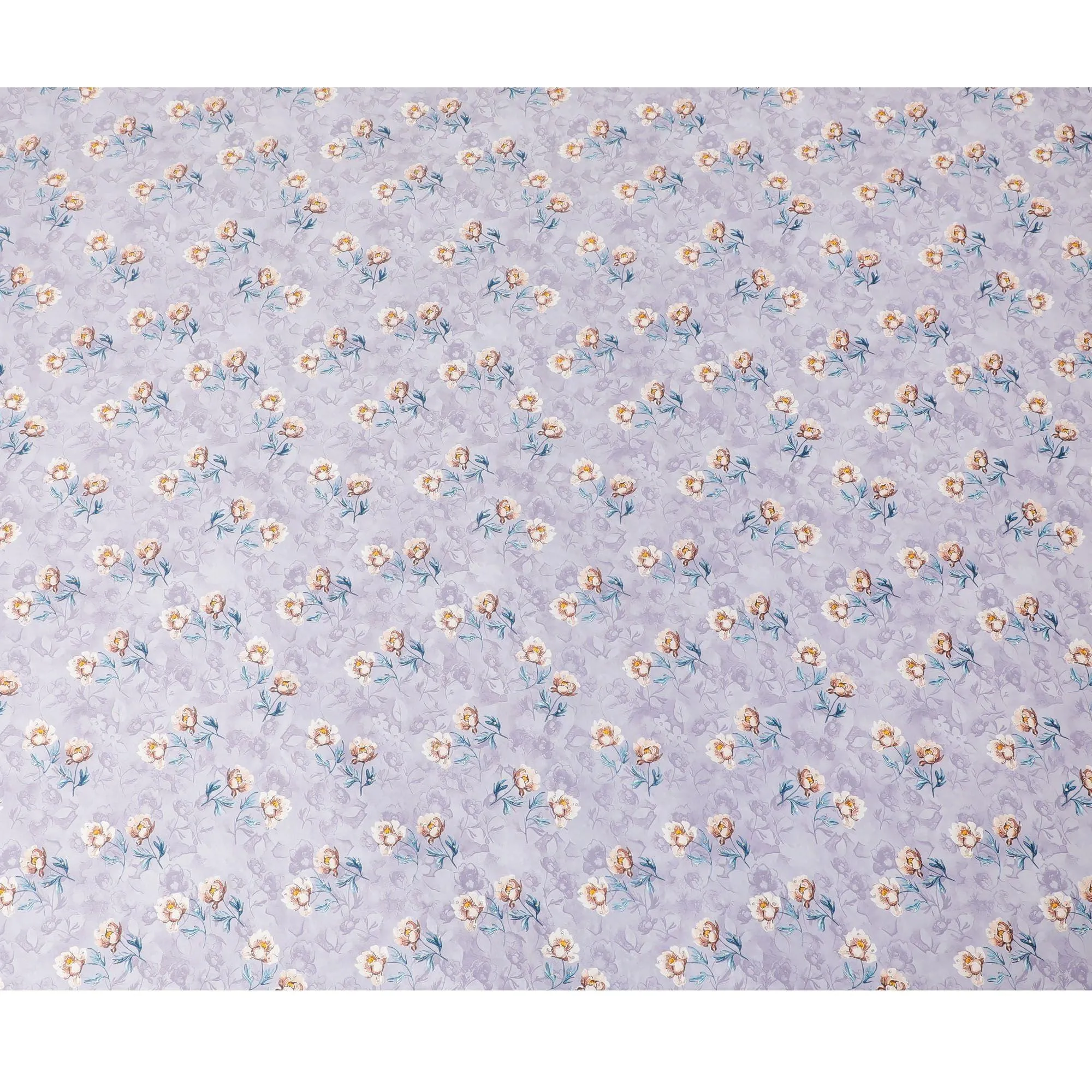 Light lavender synthetic crepe fabric with multicolor print having stone work in floral design-D15308