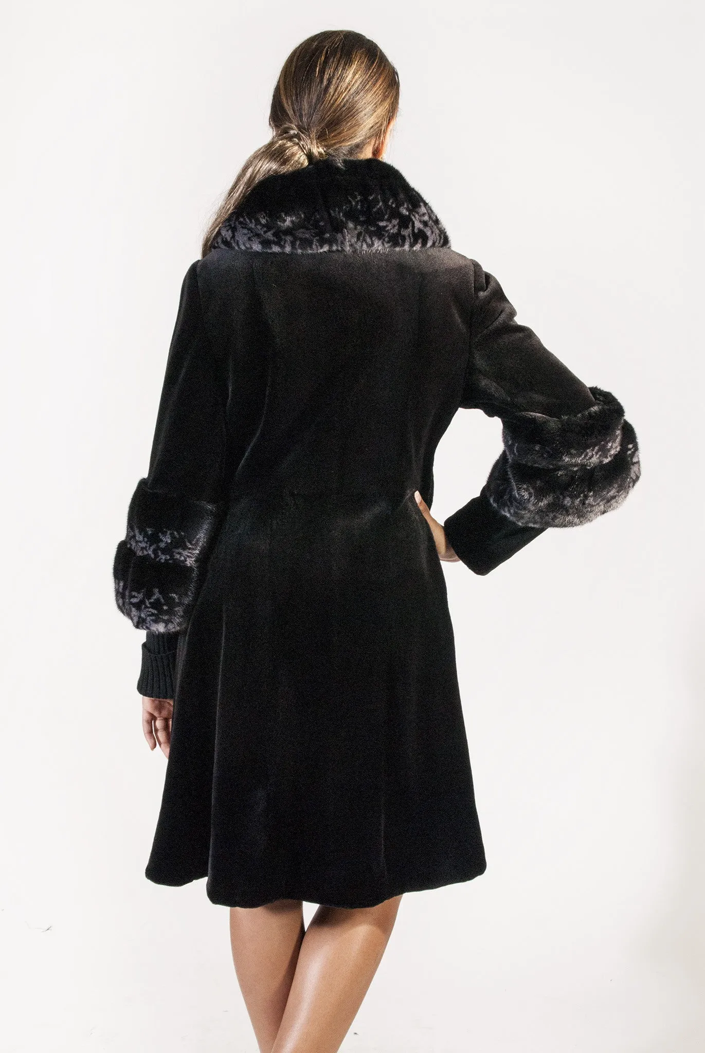 Long Sheared Mink Coat with Full Collar and Cuffs