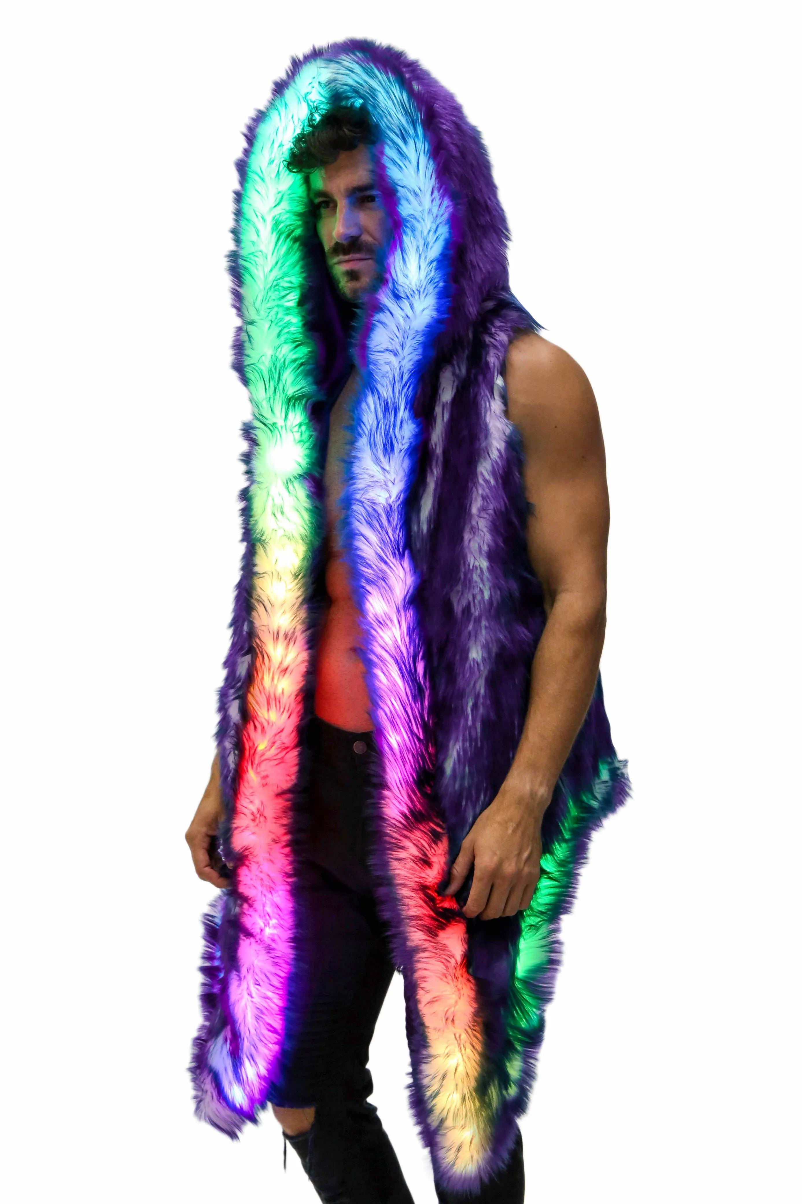 Men's LED Sequin Vest in "Purple Gold Rainbow"