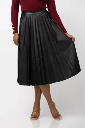 Nic   Zoe Faux Leather Skirt in Black Onyx