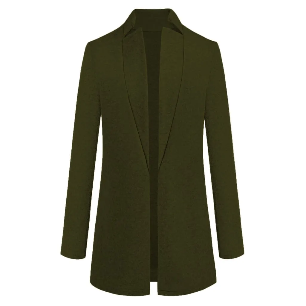 Notch Neck Open Longline Wool-Mix Coat