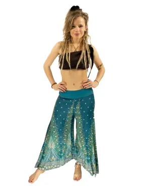 Peacock Palazzo Harem Pants Turquoise