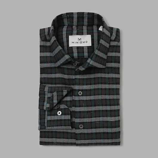 Pine Grey Brushed Cotton Check Shirt