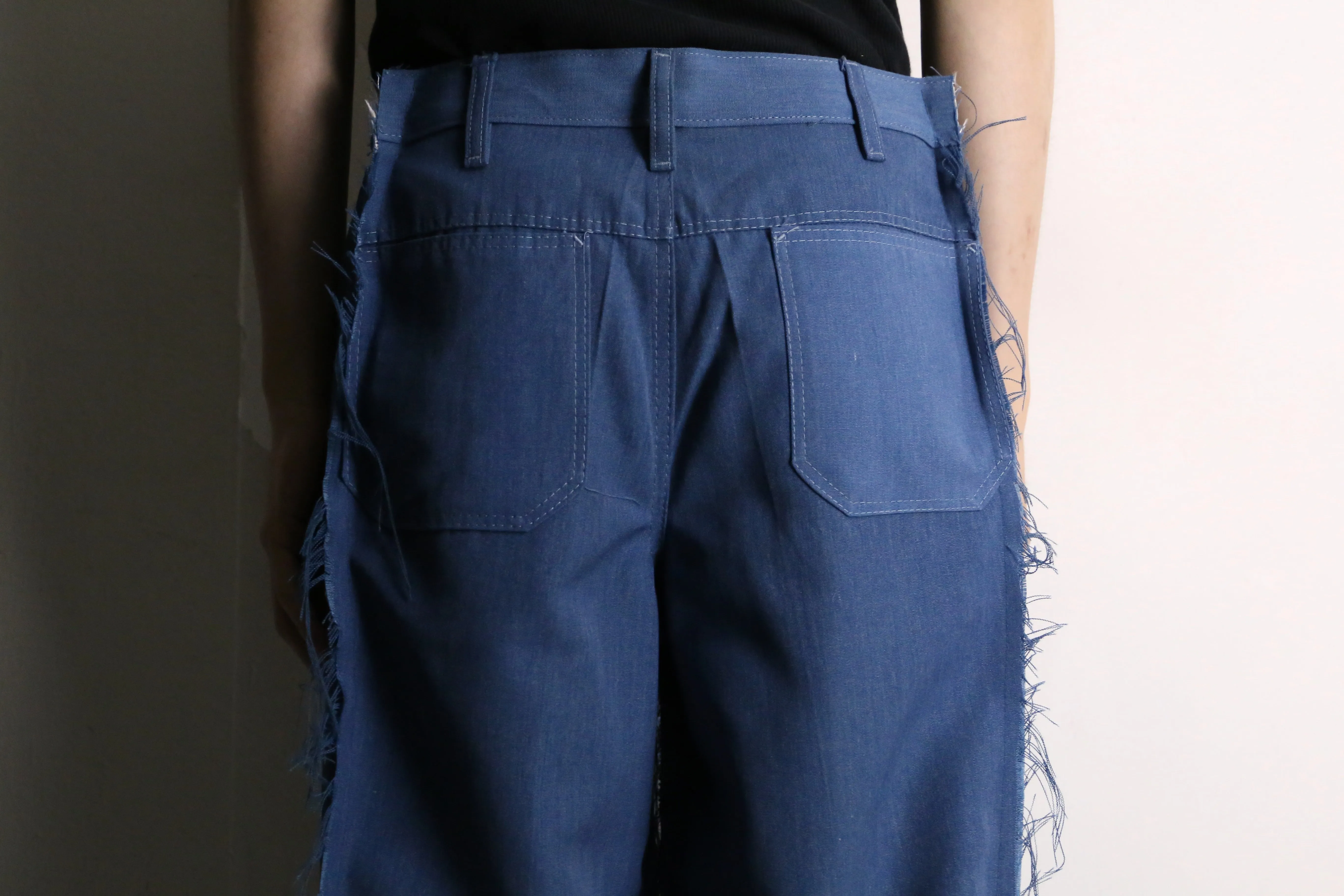 remake "再構築" saxe blue color buggy flare pants