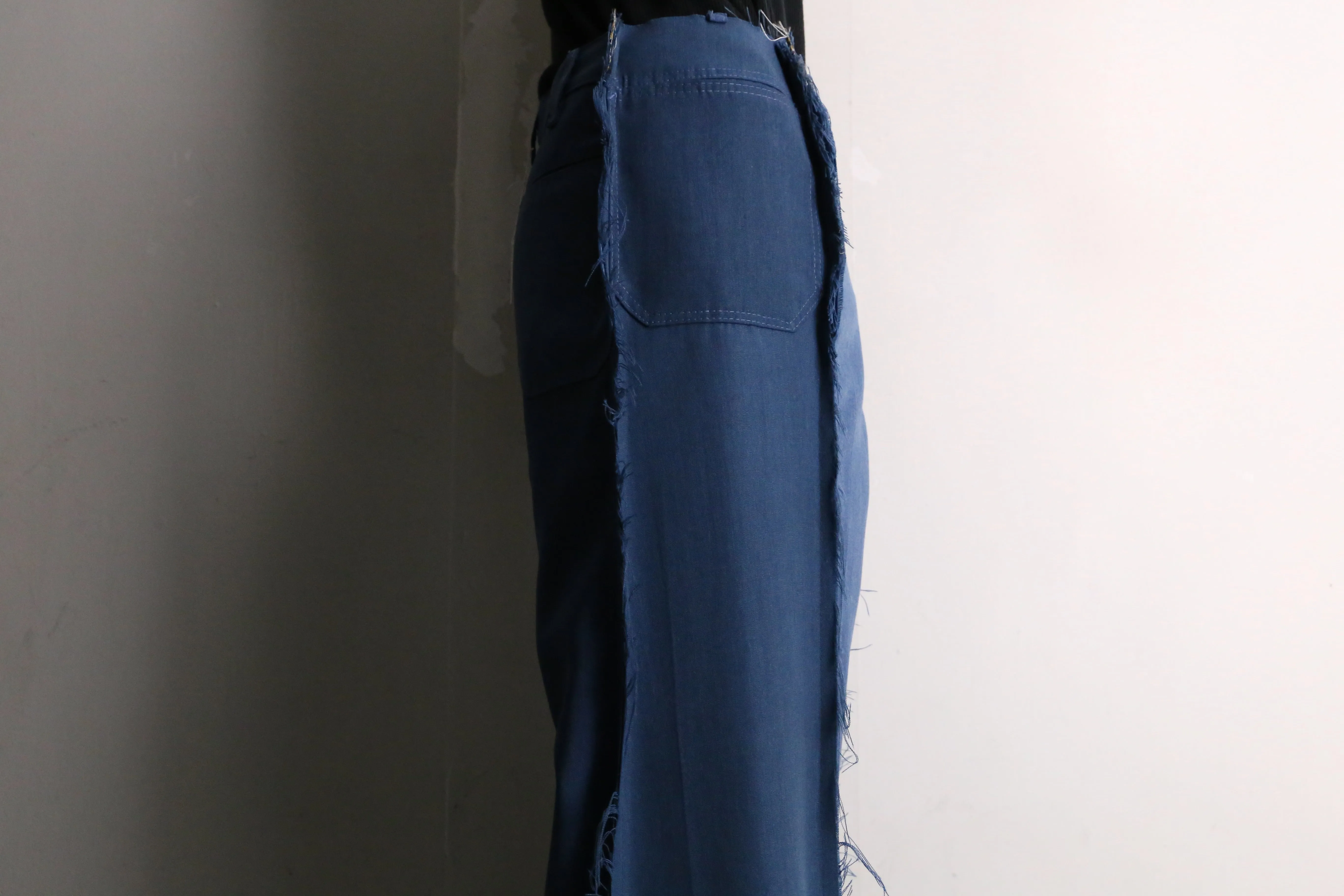 remake "再構築" saxe blue color buggy flare pants