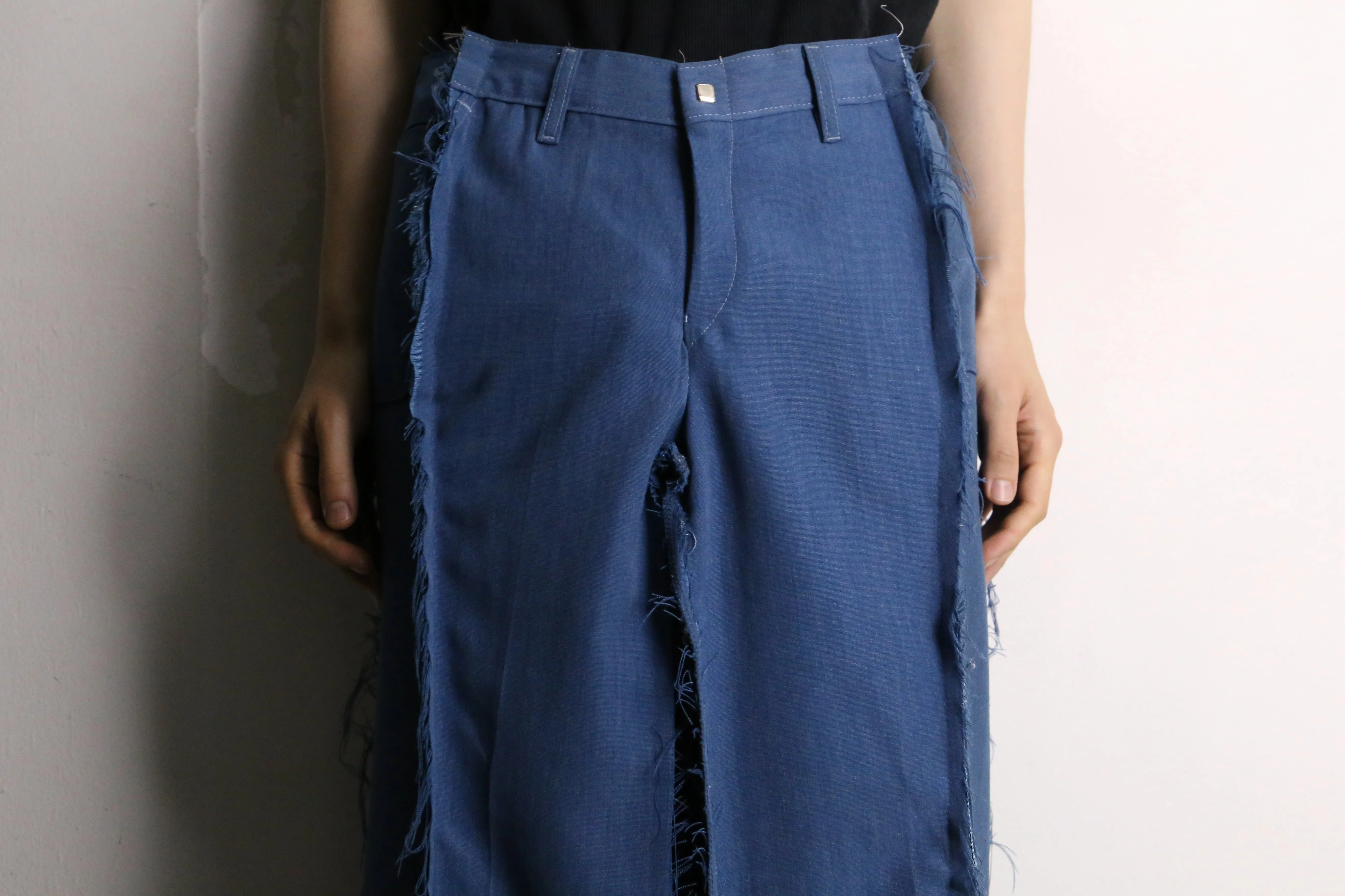 remake "再構築" saxe blue color buggy flare pants