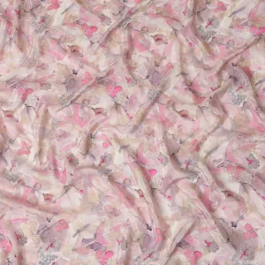 Romantic Blush Floral Viscose Crepe Fabric - Soft Printed Texture, Crafted in India, 110cm Wide-D18718