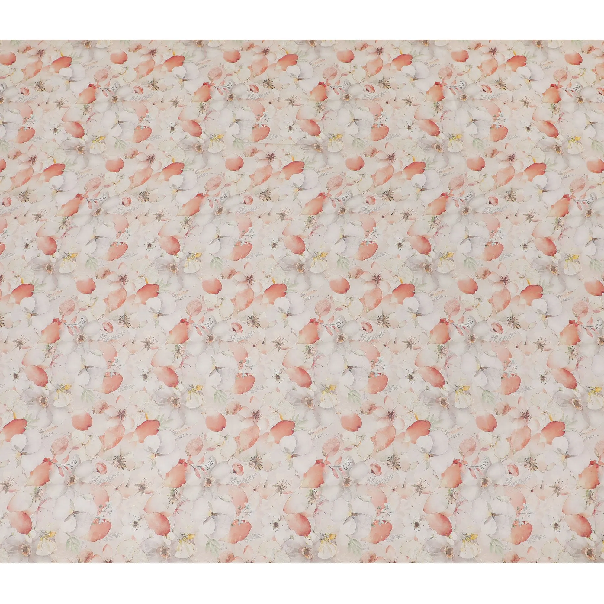 Soft Peach Orchard Viscose Crepe Fabric - 110cm Wide, Delicate Print, Online Purchase-D18106