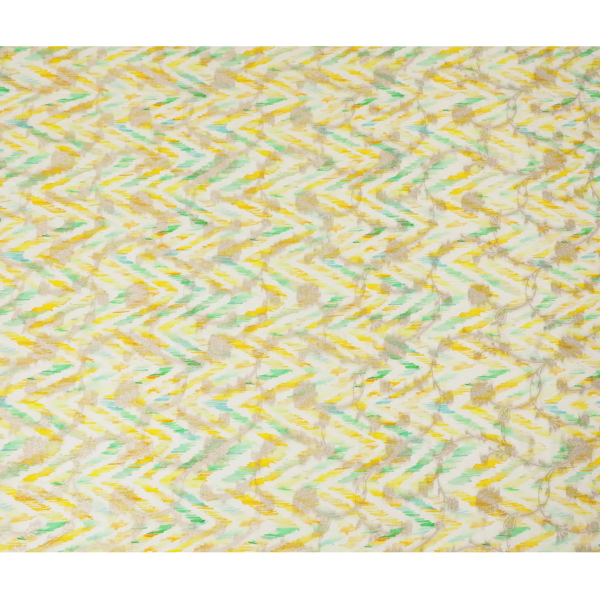 Sunshine Ikat Viscose Crepe Fabric - Vivid Abstract Print, Crafted in India, 110cm Wide-D18722