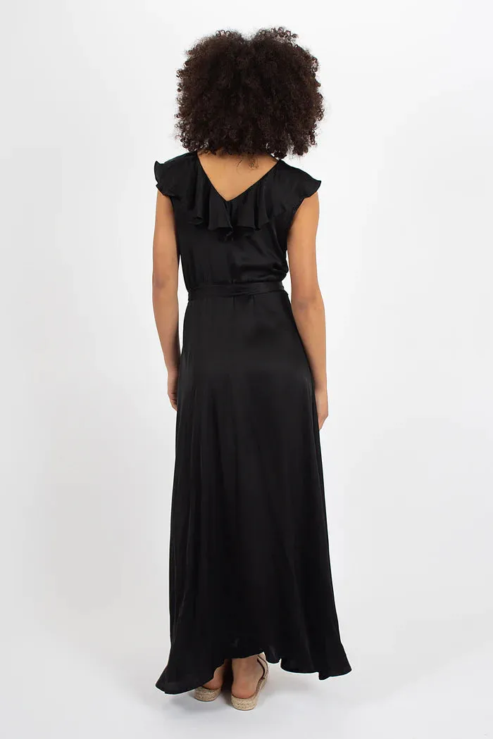 Traffic People In Plain Sight Candour Wrap Dress- Black-IPS12602001