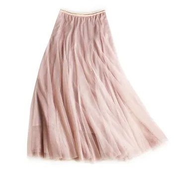 Tulle Layer Skirt in Soft Pink with Gold Stripe Waistband