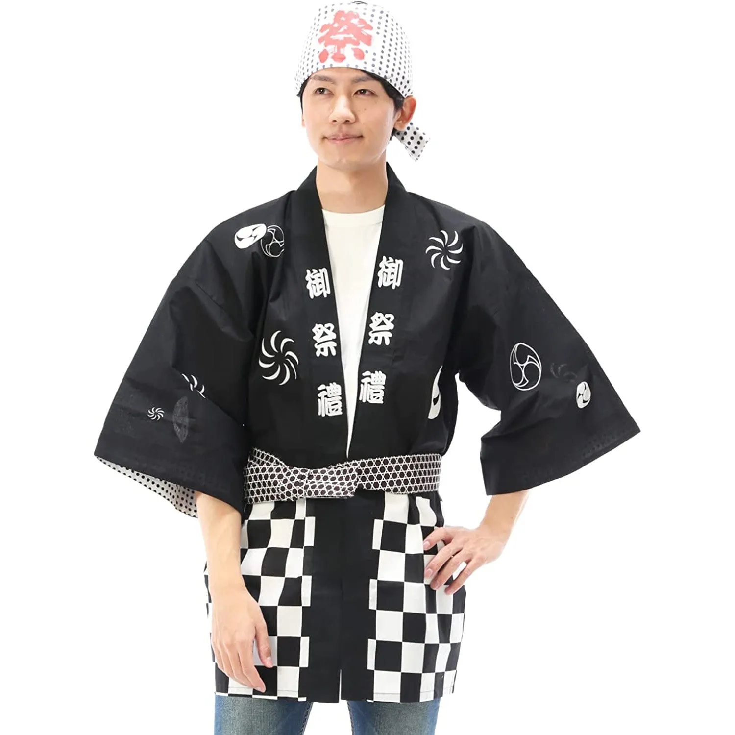 UNISEX  Happi Set Matsuri Black Large "祭 (Festival)"