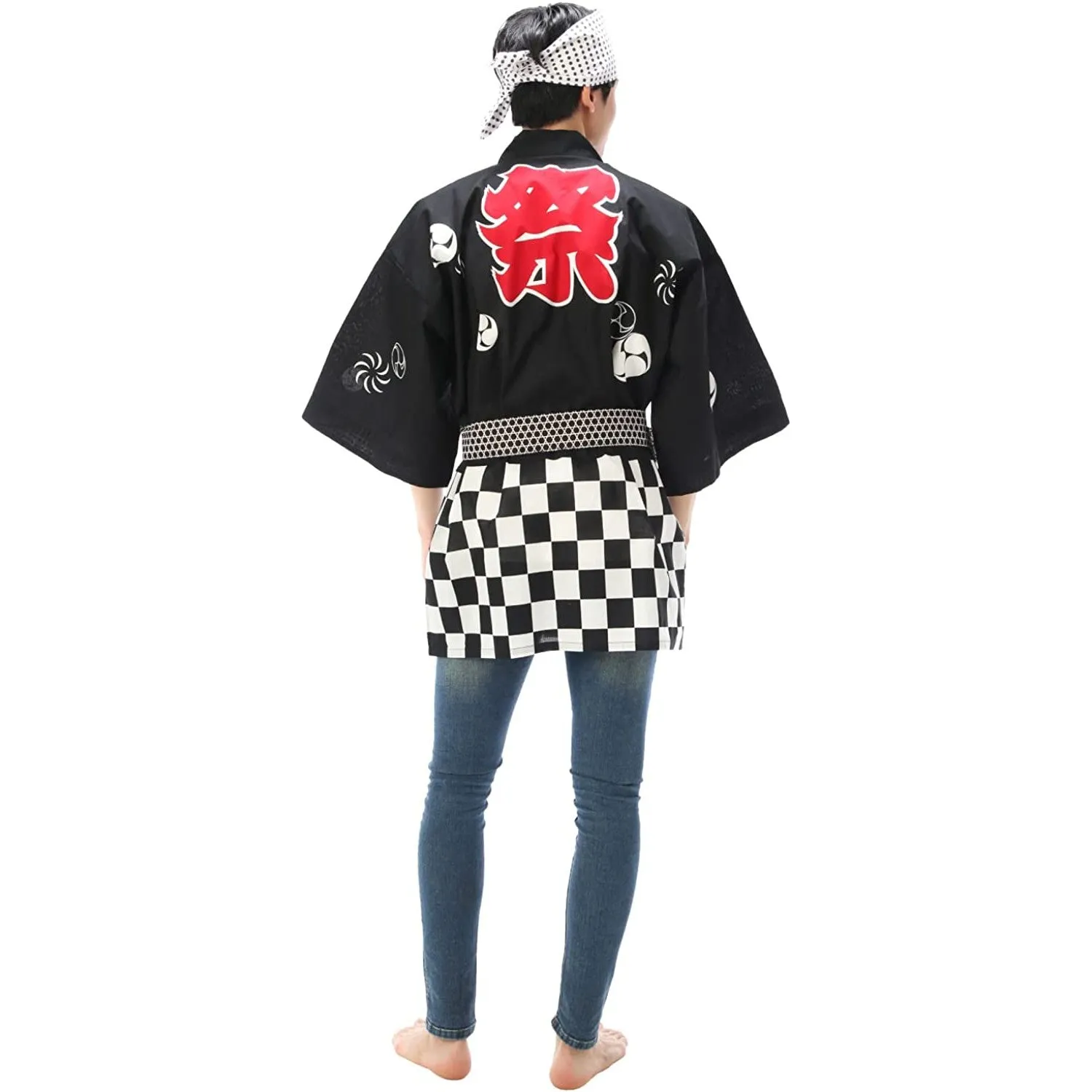 UNISEX  Happi Set Matsuri Black Large "祭 (Festival)"