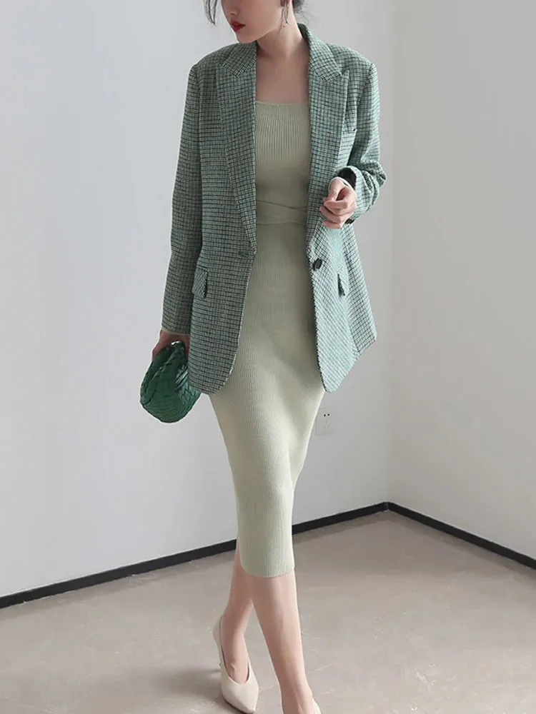 Warmsway Long Sleeve Ankle-Length Dress For Woman Square Collar Knit Long Dress Sexy Elegant Causal Solid Knitwear C-116