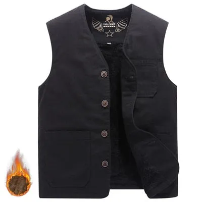 Wjczt Men  Winter Outfits  Men Vests Casual Wintter Fleece Warm Waistcoats Mens Thermal Vests Sleeveless Jackets Windbreaker Vests Clothing 8XL