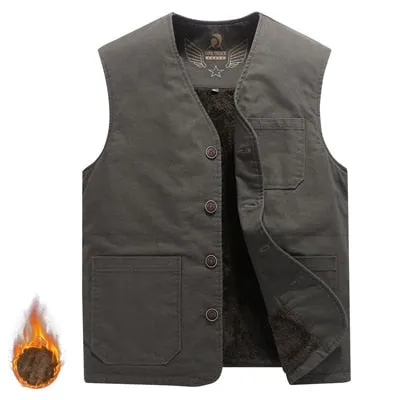 Wjczt Men  Winter Outfits  Men Vests Casual Wintter Fleece Warm Waistcoats Mens Thermal Vests Sleeveless Jackets Windbreaker Vests Clothing 8XL