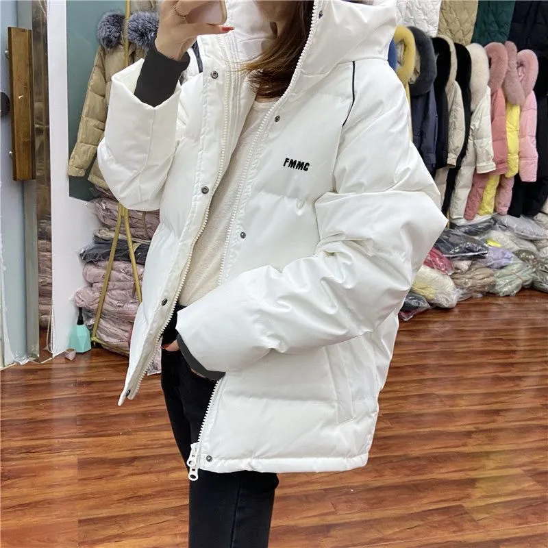 Women's cotton-padded jacket for winter new students Korean thickening simple parkas high street preppy short bread coats