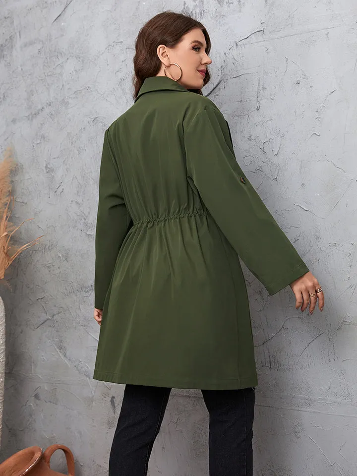 Women's Honey Plus Size Lapel Collar Roll-Tab Sleeve Trench Coat