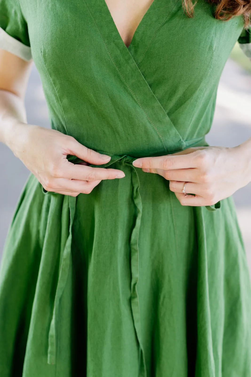 Wrap Dress, Short Sleeve, Spring Green